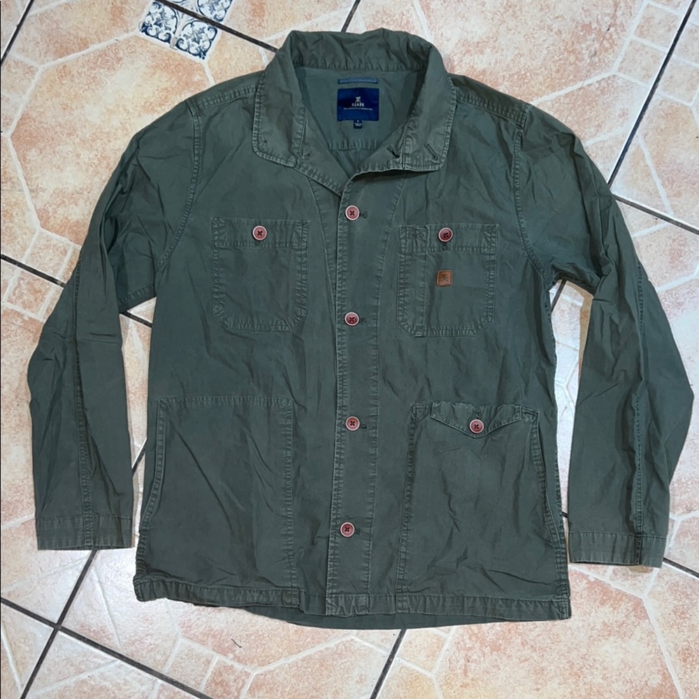 Roark Olive Green Field Shirt with Brown Buttons